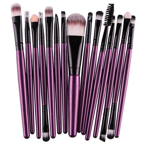 15 Pcs Makeup Brushes Set - Purple