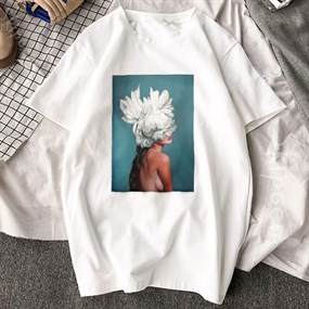 Feather Print T-shirt / XL