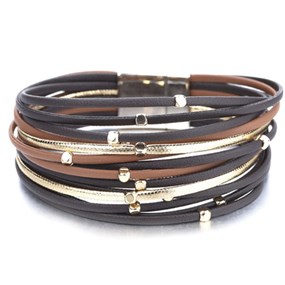 Metal Beaded Bracelet - brown