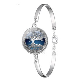 Tree of Life Silver Bracelet - blue