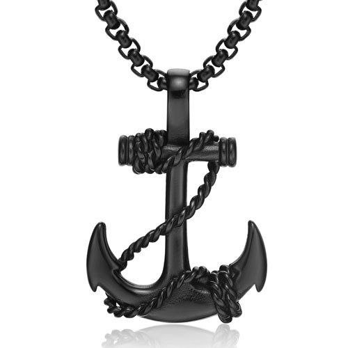 Black Anchor Necklace