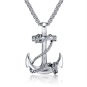 Silver-coloured Anchor Necklace