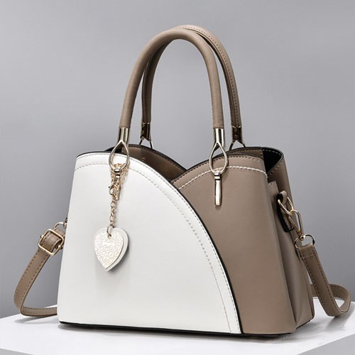 Beige and White Hand Bag